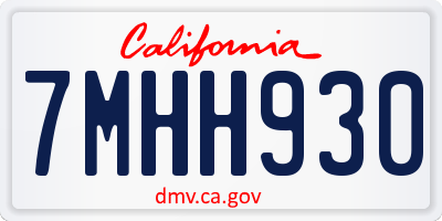 CA license plate 7MHH930