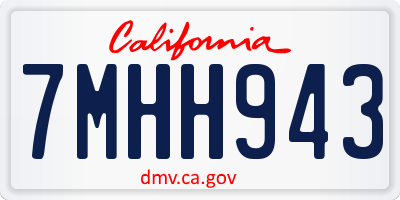 CA license plate 7MHH943