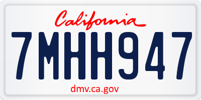 CA license plate 7MHH947
