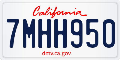 CA license plate 7MHH950