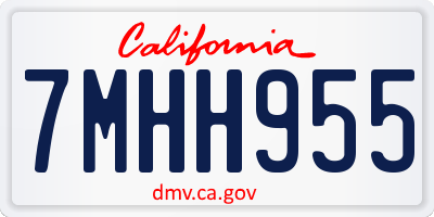 CA license plate 7MHH955