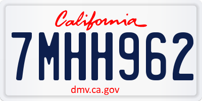 CA license plate 7MHH962