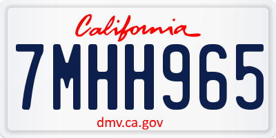CA license plate 7MHH965