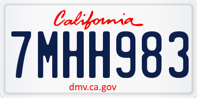 CA license plate 7MHH983