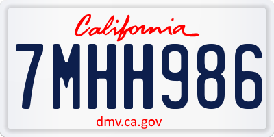 CA license plate 7MHH986