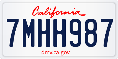 CA license plate 7MHH987