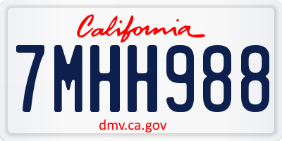 CA license plate 7MHH988