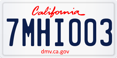 CA license plate 7MHI003