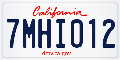 CA license plate 7MHI012