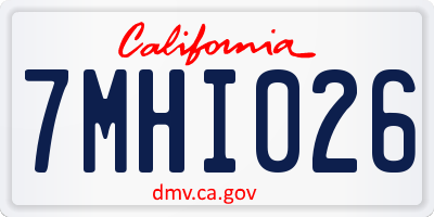 CA license plate 7MHI026