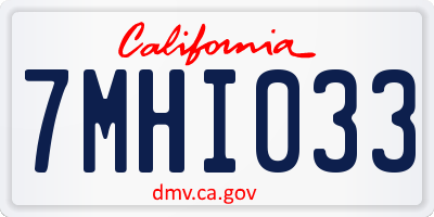 CA license plate 7MHI033