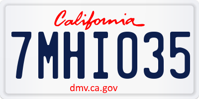 CA license plate 7MHI035