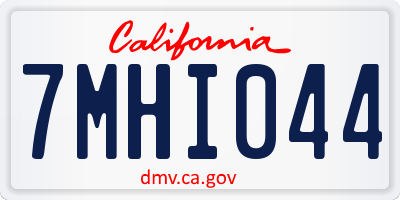 CA license plate 7MHI044