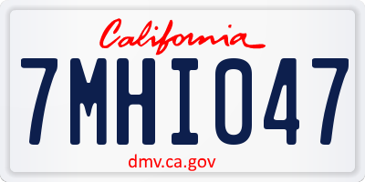 CA license plate 7MHI047