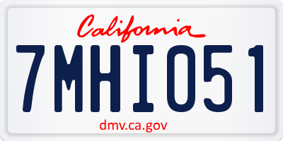 CA license plate 7MHI051