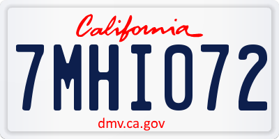 CA license plate 7MHI072
