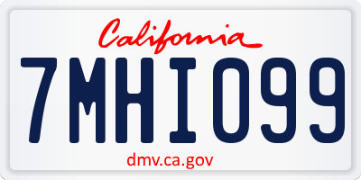CA license plate 7MHI099