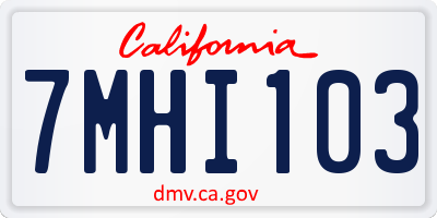 CA license plate 7MHI103