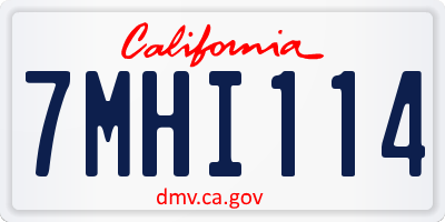 CA license plate 7MHI114