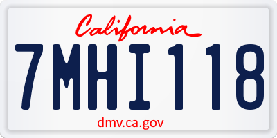 CA license plate 7MHI118