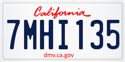 CA license plate 7MHI135