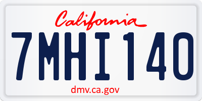 CA license plate 7MHI140