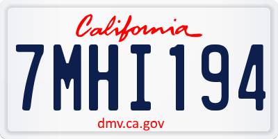 CA license plate 7MHI194