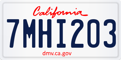 CA license plate 7MHI203