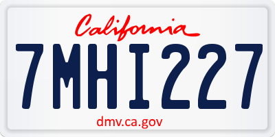 CA license plate 7MHI227