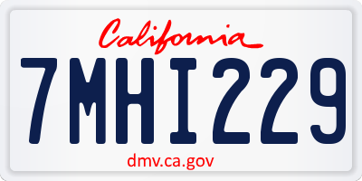 CA license plate 7MHI229