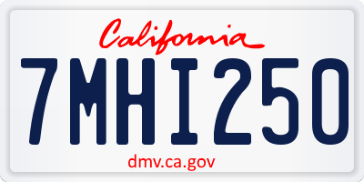 CA license plate 7MHI250