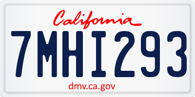 CA license plate 7MHI293