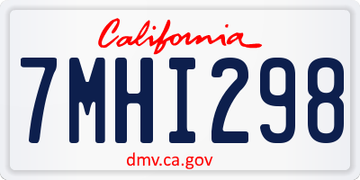 CA license plate 7MHI298