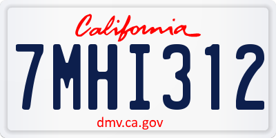 CA license plate 7MHI312