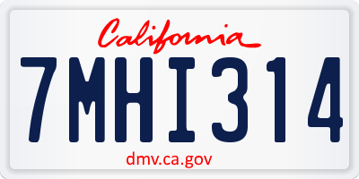 CA license plate 7MHI314