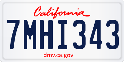 CA license plate 7MHI343