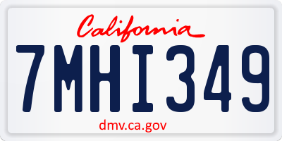 CA license plate 7MHI349