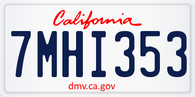 CA license plate 7MHI353