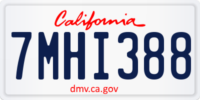 CA license plate 7MHI388