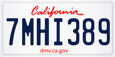 CA license plate 7MHI389