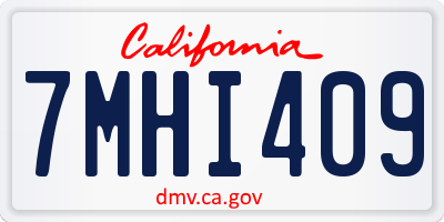 CA license plate 7MHI409