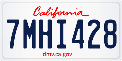 CA license plate 7MHI428