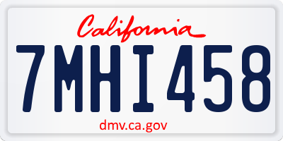 CA license plate 7MHI458
