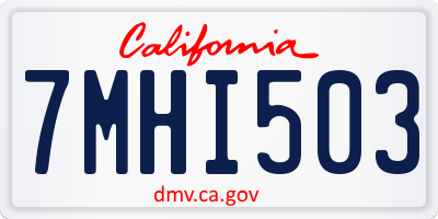 CA license plate 7MHI503