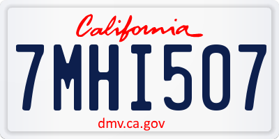 CA license plate 7MHI507