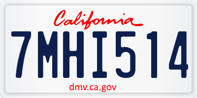 CA license plate 7MHI514