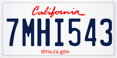 CA license plate 7MHI543