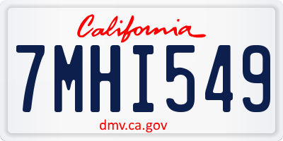 CA license plate 7MHI549