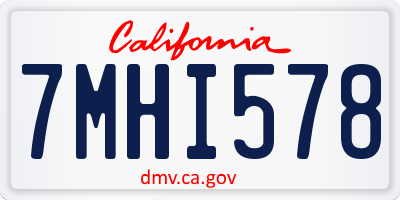 CA license plate 7MHI578
