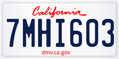 CA license plate 7MHI603